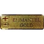 Gold crested name badge